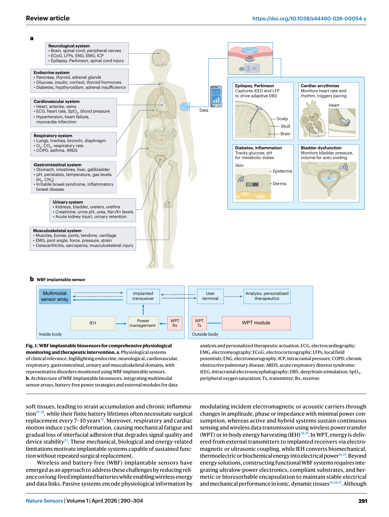 图1 植入式无线无电池传感器的应用场景与系统框架